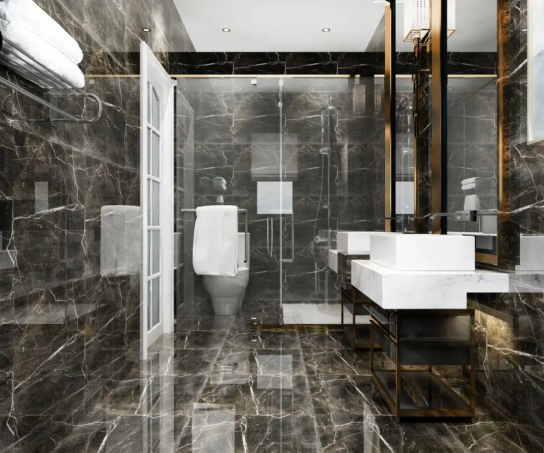 Modern tiled bathroom shower by SJ Tiles & Stones